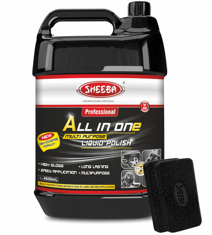 SHEEBA All in One Multipurpose Liquid Polish for Car, Motorbike, Scooter, Household, Office Care | High Gloss | Easy Application | For Interior & Exterior Surfaces -500mL with Applicator Pad.