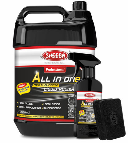 SHEEBA All in One Multipurpose Liquid Polish for Car, Motorbike, Scooter, Household, Office Care | High Gloss | Easy Application | For Interior & Exterior Surfaces -500mL with Applicator Pad.