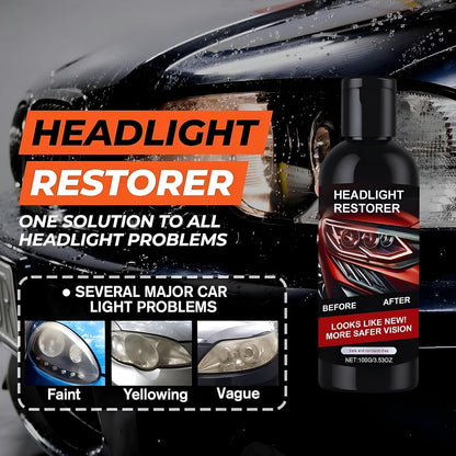 Headlight Cleaner & Restorer Liquid Polish (Pack of 3 | Each 100ml) for Car Headlamp Repair, Anti-Yellowing Oxidation Remover, Restores Transparency & Brightness, Easy DIY Headlight Repair Solution