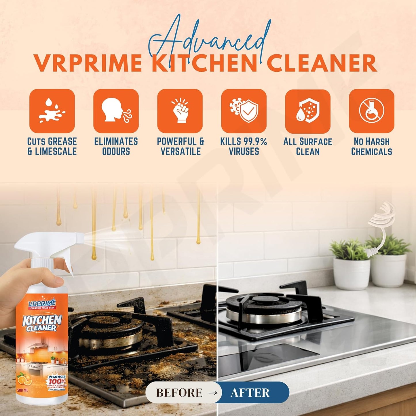 Kitchen Cleaning Spray | Chimney Oven Gas Stove Sink Oil Stain Remover All Purpose Foam Degreaser Spray | Cleaner Spray (PACK OF 1)