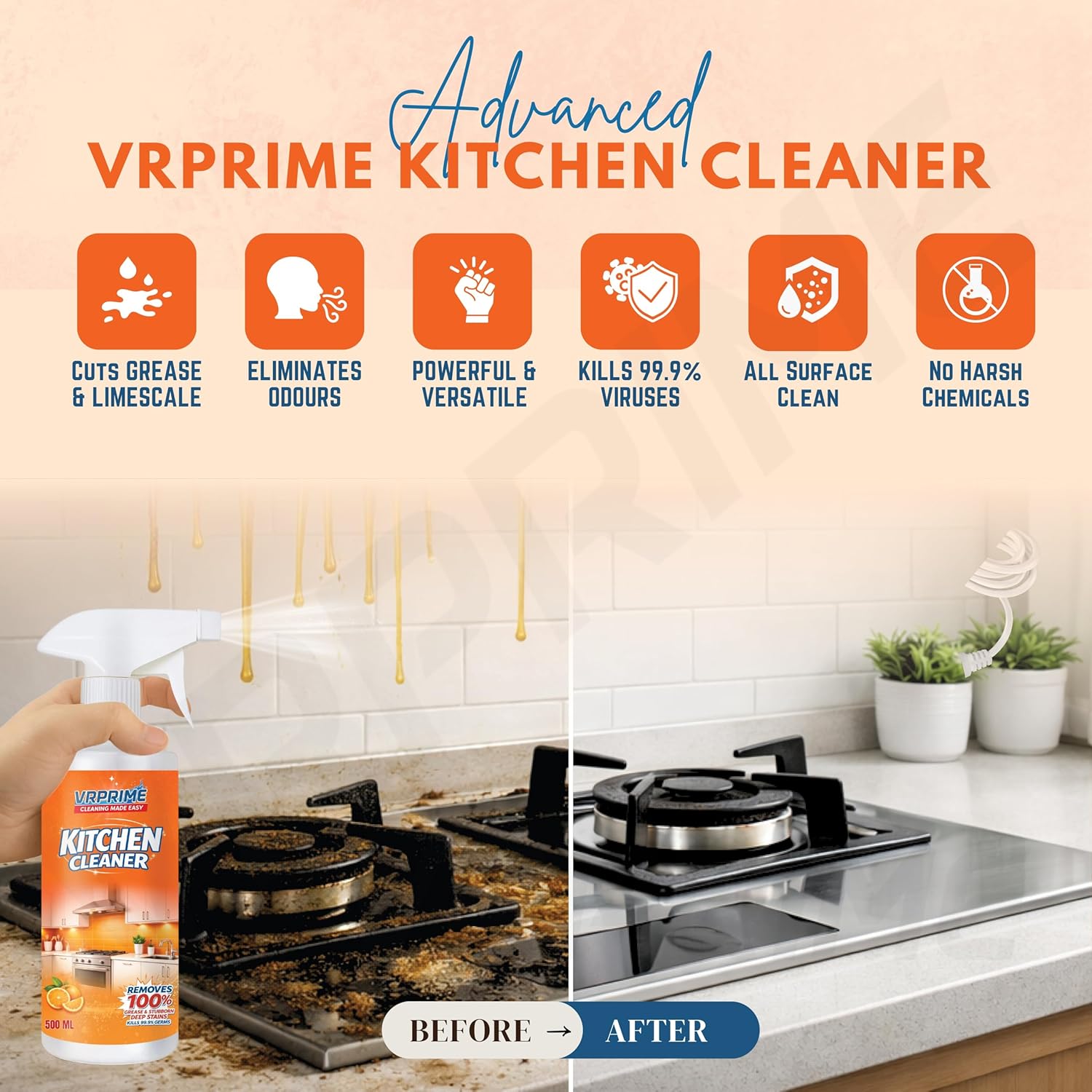 Kitchen Cleaning Spray | Chimney Oven Gas Stove Sink Oil Stain Remover All Purpose Foam Degreaser Spray | Cleaner Spray (PACK OF 1)