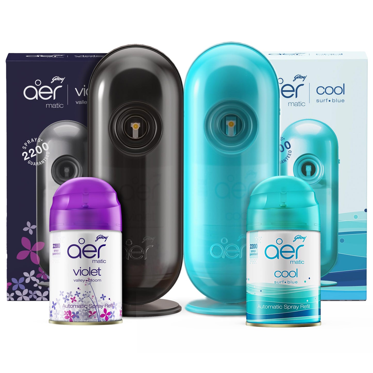 Godrej aer Matic Kit (Machine + 1 Refill) - Automatic Room Fresheners with Flexi Control Spray | Lavender Bloom | 2200 Sprays Guaranteed | Lasts up to 60 days (210ml)