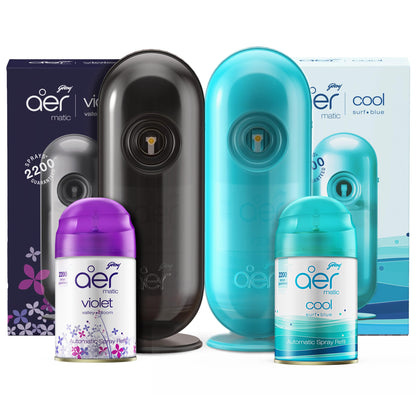Godrej aer Matic Kit (Machine + 1 Refill) - Automatic Room Fresheners with Flexi Control Spray | Lavender Bloom | 2200 Sprays Guaranteed | Lasts up to 60 days (210ml)