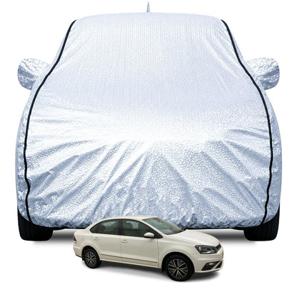 FABTEC Waterproof Premium Car Cover for Maruti Brezza Super Waterproof Car Body Cover Heavy Duty Durable PEVA Grey with Red Piping