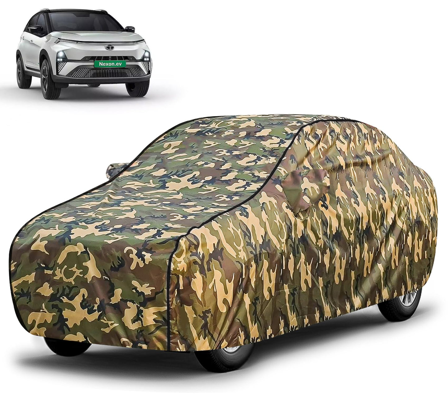 FABTEC Waterproof Premium Car Cover for Maruti Brezza Super Waterproof Car Body Cover Heavy Duty Durable PEVA Grey with Red Piping