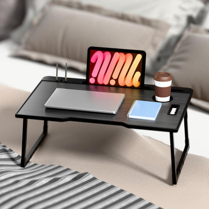 NILKAR Study Table Bed Table Premium Laptop Table/Foldable and Portable Wooden/Writing Desk for Office/Home/School (CTD-BLACK)