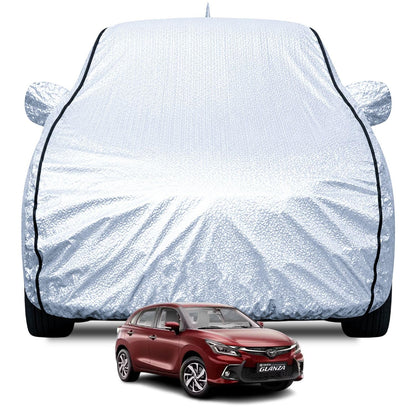 FABTEC Waterproof Premium Car Cover for Maruti Brezza Super Waterproof Car Body Cover Heavy Duty Durable PEVA Grey with Red Piping