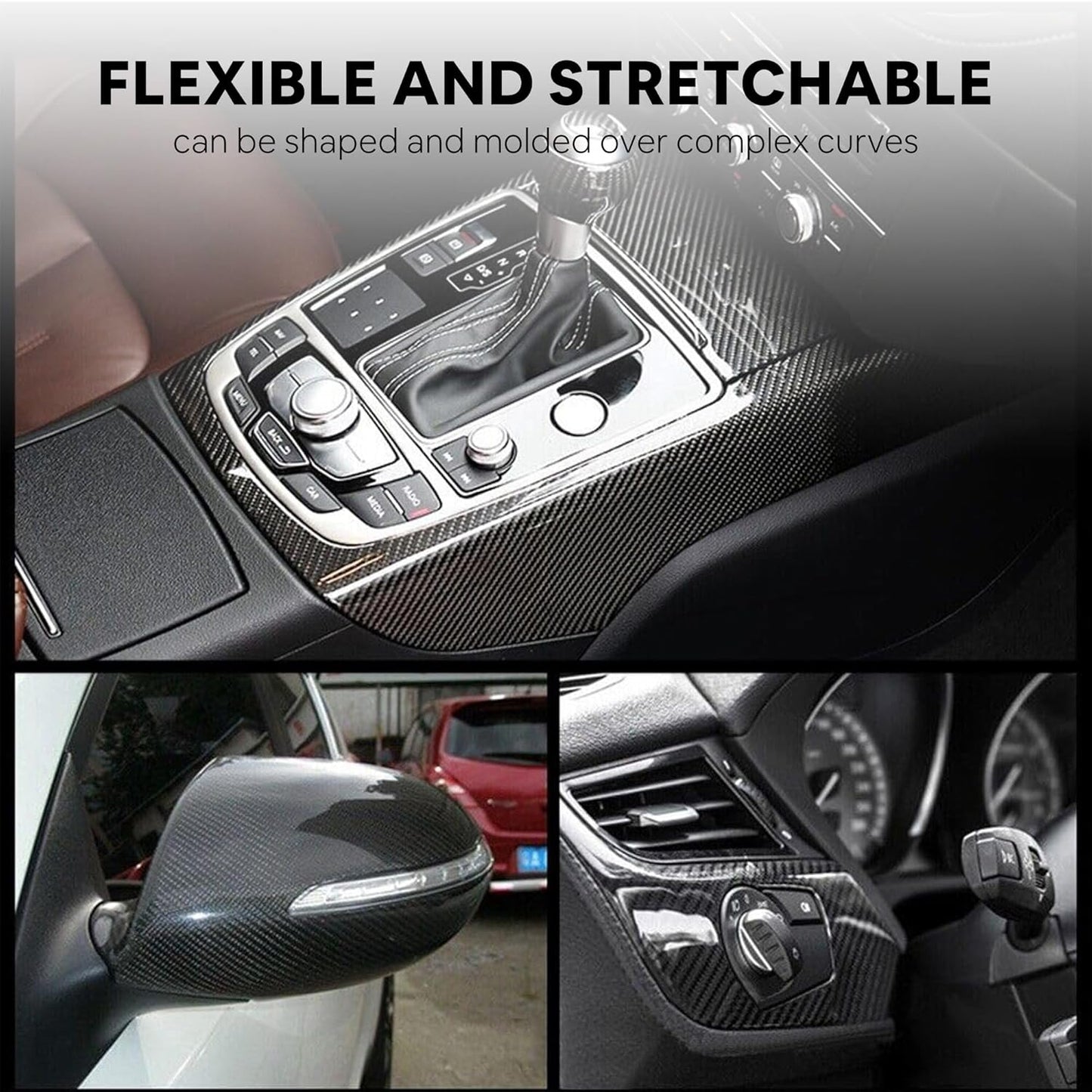 QUALIFT Ultra Durable high gloss black carbon fibre door sill protector Anti Scratch Tape for Car Protection & Guard - (5Cm X 5Meter) - PVC (White)