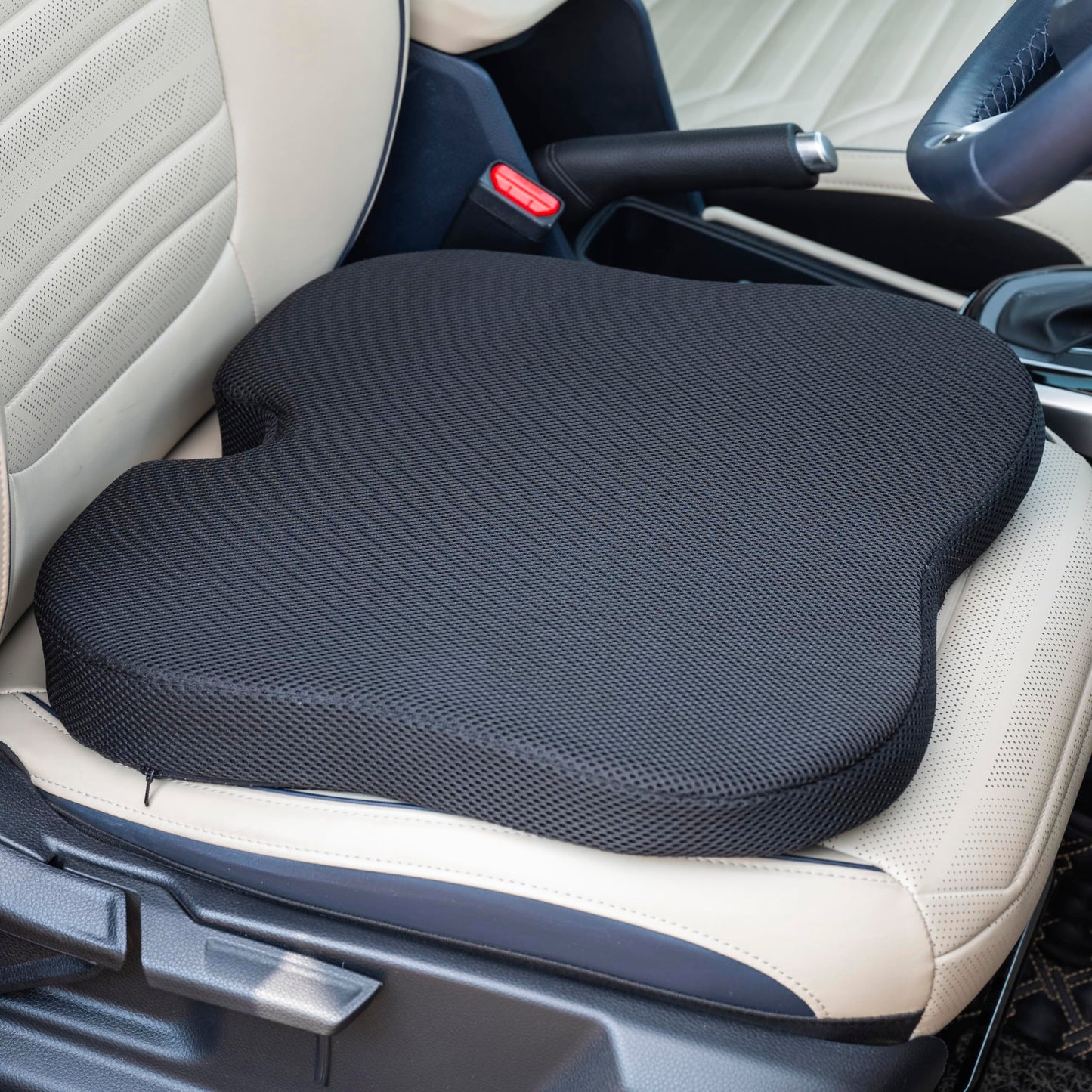 FOVERA Car Seat Belt Shoulder Cushions (Pack of 2) Car Safety Belt Soft Pad Cover for Comfortable Driving, Universal Fit for All Cars and Backpack (Black Color, 12 Inch Length)
