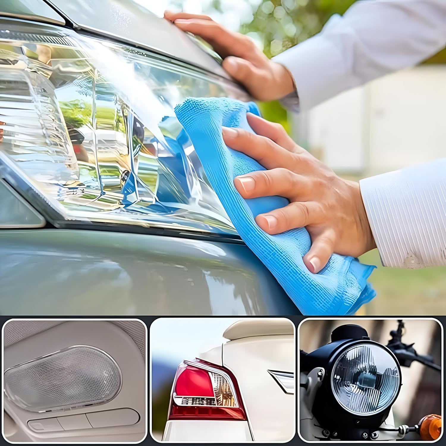 Headlight Cleaner & Restorer Liquid Polish (Pack of 3 | Each 100ml) for Car Headlamp Repair, Anti-Yellowing Oxidation Remover, Restores Transparency & Brightness, Easy DIY Headlight Repair Solution