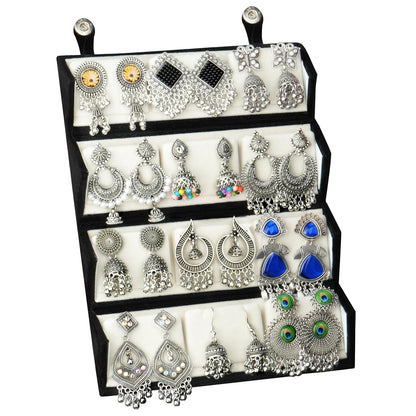 Ishq E Jhumka Oxidized Metal Designer Earring Set of 12 with Folding Jewelry Box | Minimalist & Traditional Jhumka Set for Womens & Girls